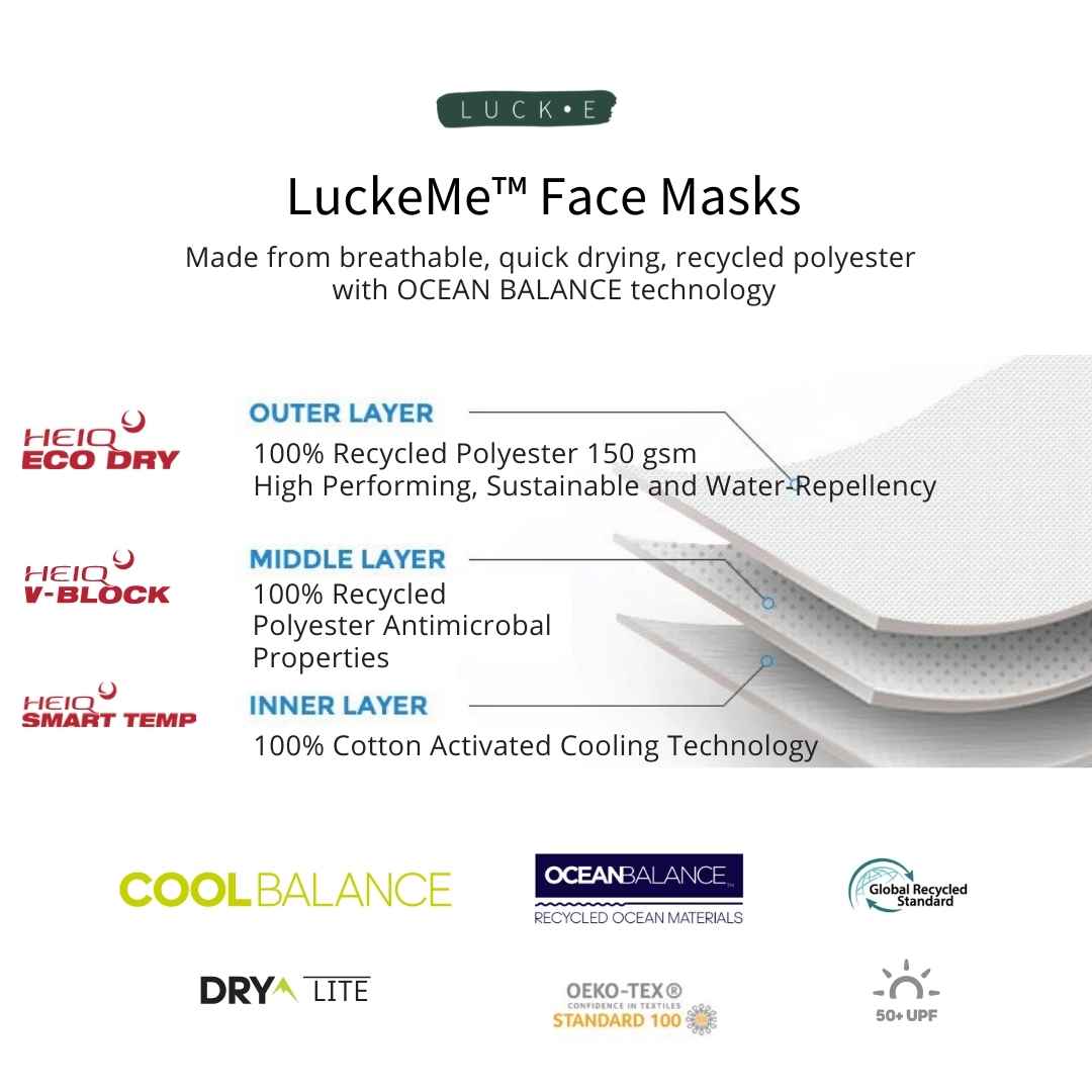 LUCKEme™ Face Masks | Award-Winning HeiQ™ | Ocean Balance™ | Burgundy LUCK•E