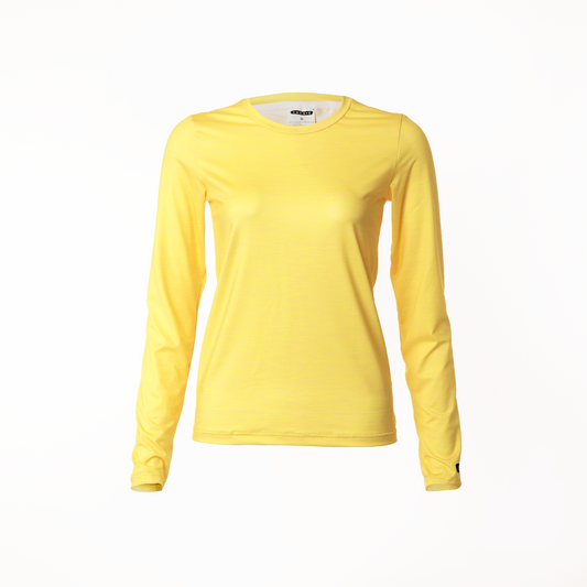 Sun Yellow ☀️  | Long Sleeve Tech Tee | Recycled Ground Coffee Polyester | Female LUCK•E